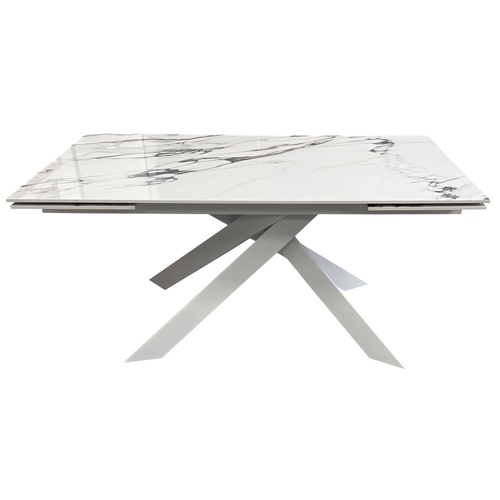 CentrMebel | Стол обеденный прямоугольный раскладной керамический Gracio Sofia Gold 160(240)х90 (белый мрамор) 1