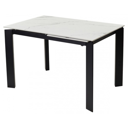 CentrMebel | Стіл обідній прямокутний розкладний керамічний Vermont Staturario Black 120(170)х80 (білий мармур) 1