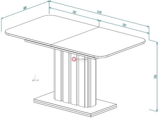 CentrMebel | Стіл обідній прямокутний розкладний з ЛДСП LAMAR 140(180)X80 (білий) 3