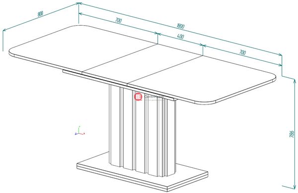 CentrMebel | Стіл обідній прямокутний розкладний з ЛДСП LAMAR 140(180)X80 (білий) 2