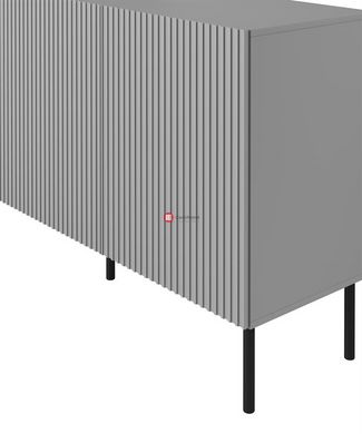 CentrMebel | Комод КМ-1 з рифленим фасадом ASENSIO (світло-сірий) 4