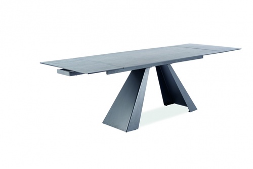 CentrMebel | Стол обеденный раскладной SALVADORE CERAMIC (160-240) x90 (серый мрамор / черный мат) 1
