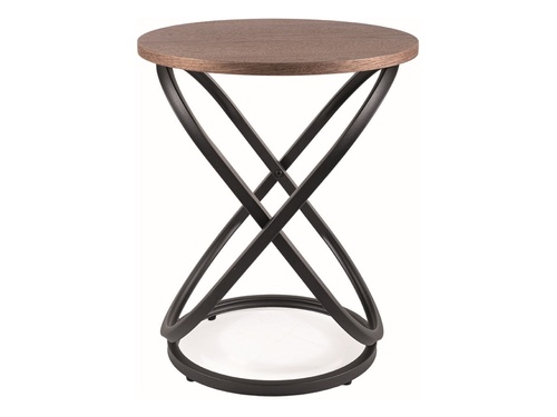 CentrMebel | Журнальний столик дерев'яний з металом діаметр 45см EOS E (Горіх/Чорний) 1
