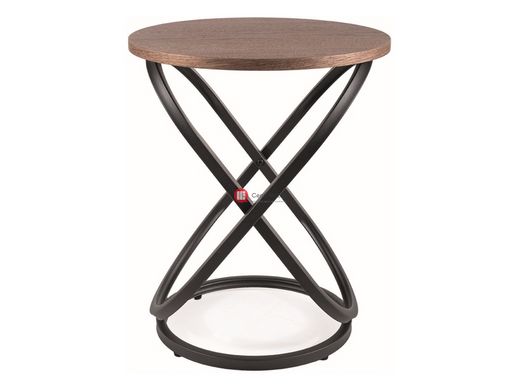 CentrMebel | Журнальный столик деревянный с металлом диаметр 45 EOS E (Орех/Черный) 1