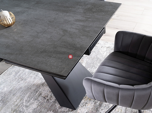CentrMebel | Стол обеденный раскладной SALVADORE CERAMIC (160-240) x90 (серый мрамор / черный мат) 8