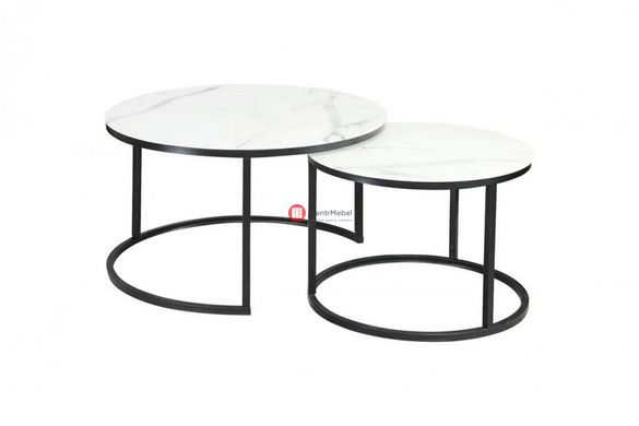CentrMebel | Комплект журнальних столів круглих скляних ATLANTA C Білий мармур 1