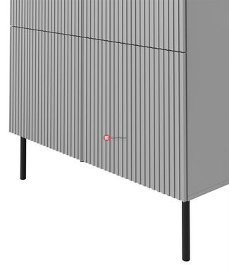 CentrMebel | Комод КМ-2 з рифленим фасадом ASENSIO (світло-сірий) 5