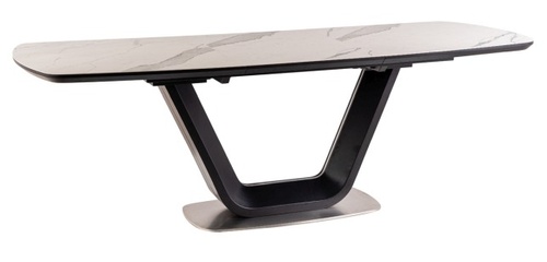 CentrMebel | Стол обеденный ARMANI Ceramic 160 раскладной белый мат/черный мат 1