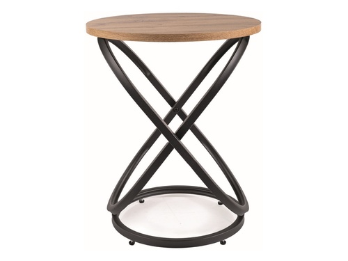 CentrMebel | Журнальный столик деревянный с металлом диаметр 45 EOS E (Дуб артизан/Черный) 1