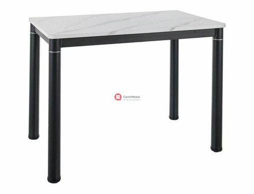 CentrMebel | Стол обеденный прямоугольный нераскладной из МДФ и натурального шпона Damar 110х70 (белый мрамор) 1