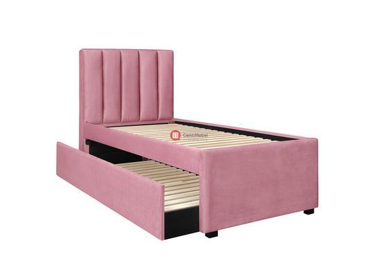 CentrMebel | Кровать трансформер бархатная RUSSO 90x200 (розовый) 3
