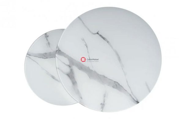 CentrMebel | Комплект журнальных столов круглых стеклянных ATLANTA C II Белый мрамор 4