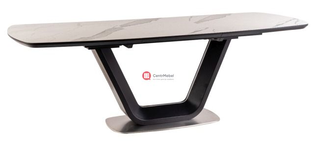 CentrMebel | Стол обеденный ARMANI Ceramic 160 раскладной белый мат/черный мат 1