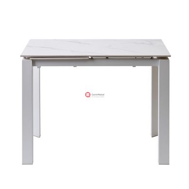 CentrMebel | Bright White Marble Стіл обідній керамічний 102-142 см (сірий) 5