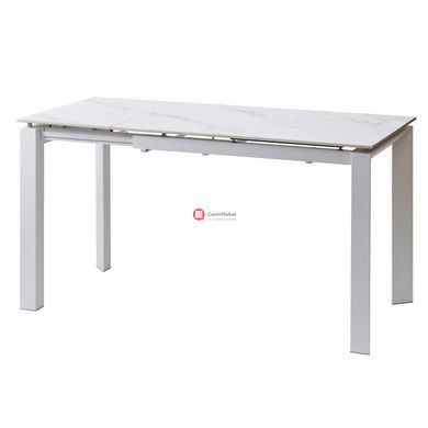 CentrMebel | Bright White Marble Стіл обідній керамічний 102-142 см (сірий) 1