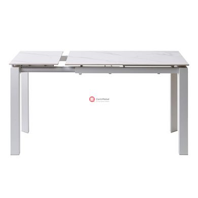 CentrMebel | Bright White Marble Стіл обідній керамічний 102-142 см (сірий) 3