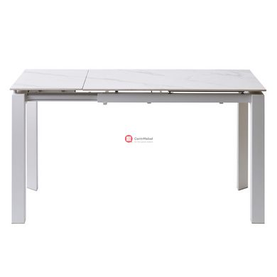 CentrMebel | Bright White Marble Стіл обідній керамічний 102-142 см (сірий) 2