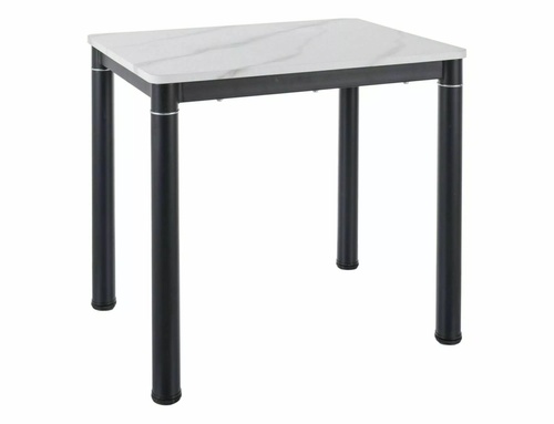 CentrMebel | Стол обеденный прямоугольный нераскладной из МДФ и натурального шпона Damar 80х60 (белый мрамор) 1