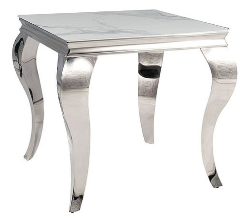 CentrMebel | Журнальный столик квадратный керамический PRINCE B (белый мрамор) 1