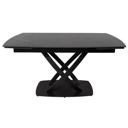 CentrMebel | Стол обеденный прямоугольный раскладной керамический Infinity Black Marble 140(200)х90 (черный мрамор) 1