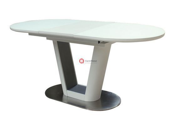 CentrMebel | Стіл обідній розкладний скляний з МДФ білий сатин DAOSUN DT 8105 3