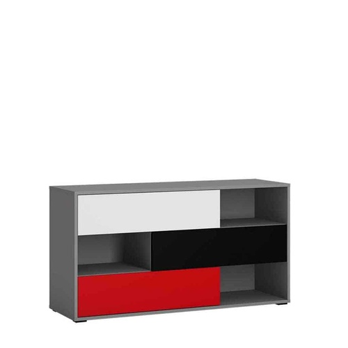 CentrMebel | Комод 3S LASER (сірий/чорний/білий/червоний) 1