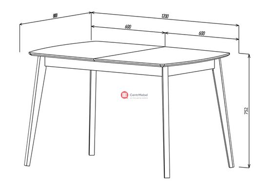 CentrMebel | Стіл обідній прямокутний розкладний МДФ EXEN II 120(160)х80 (кремовий) 6
