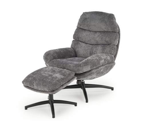 CentrMebel | Крісло для відпочинку обертове в тканині DARIO (сірий) 1