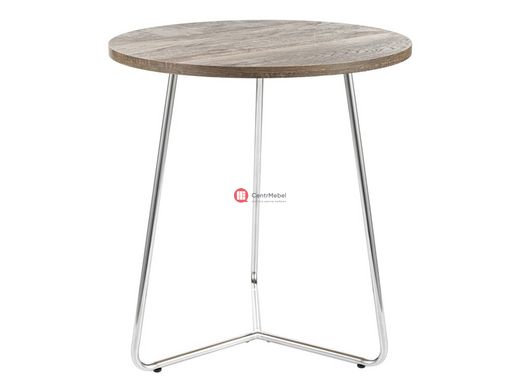 CentrMebel | Журнальний столик дерев'яний з металом діаметр 45см ALTA B (Горіх/Хром) 1