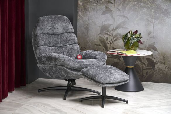 CentrMebel | Крісло для відпочинку обертове в тканині DARIO (сірий) 2