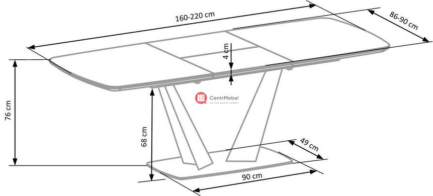 CentrMebel | Стол обеденный раскладной FANGOR (серый) 14