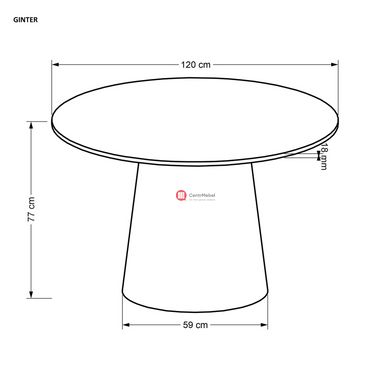 CentrMebel | Стіл обідній круглий МДФ Ø 120 GINTER (чорний) 11