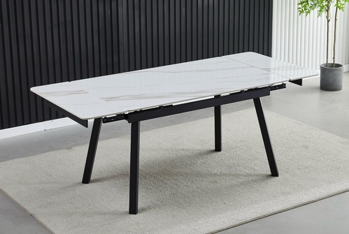 CentrMebel | Стол обеденный прямоугольный раздвижной керамический MADRID CERAMIC 140(200)х85 (белый мрамор) 1