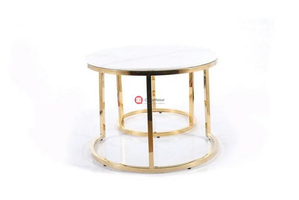 CentrMebel | Комплект журнальних столів круглих скляних MUSE II Білий мармур 7