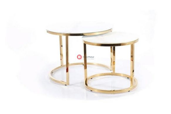 CentrMebel | Комплект журнальних столів круглих скляних MUSE II Білий мармур 3