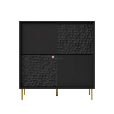 CentrMebel | Комод КМ-2 з рифленим фасадом BULLET (чорний/золото) 6