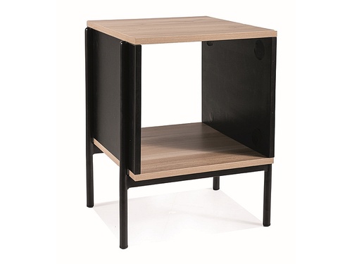 CentrMebel | Журнальний столик дерев'яний з металом 40X40X51 KARINA B (Дуб/Чорний матовий) 1