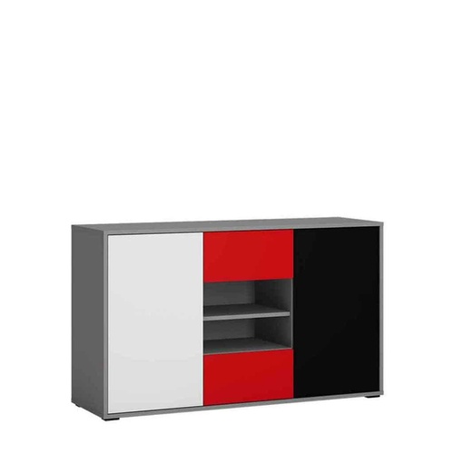CentrMebel | Комод 2D2S LASER (сірий/чорний/білий/червоний) 1