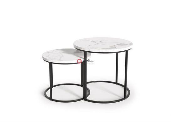 CentrMebel | Комплект OREO, 2 столов журнальных (белый мрамор/черный) 2