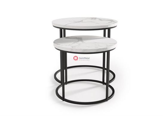 CentrMebel | Комплект OREO, 2 столов журнальных (белый мрамор/черный) 5