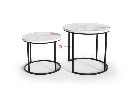CentrMebel | Комплект OREO, 2 столов журнальных (белый мрамор/черный) 7