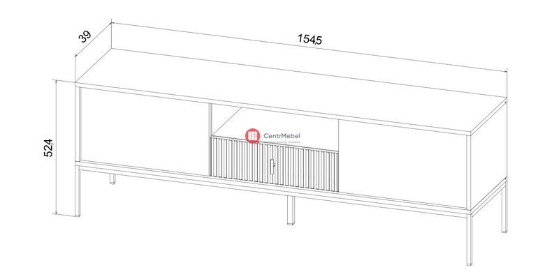 CentrMebel | Тумба під ТВ дводверна з шухлядою NOVA II RTV-154 (кашемір/чорний) 8