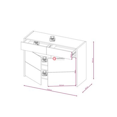 CentrMebel | Комод двухдверный с двумя ящиками в гостинную GOBI 2D2S (белый/дуб артизан) 2