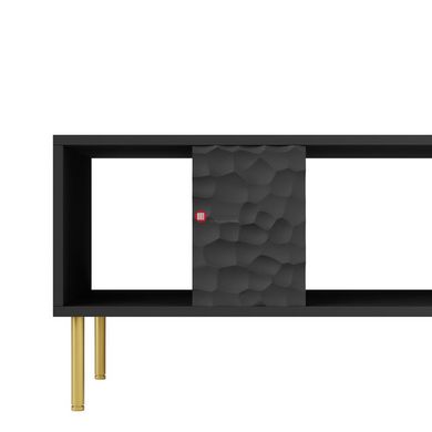 CentrMebel | Стол журнальный LAW-1 с рифленным фасадом BULLET (черный/золото) 4