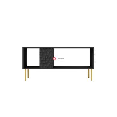 CentrMebel | Стол журнальный LAW-1 с рифленным фасадом BULLET (черный/золото) 3