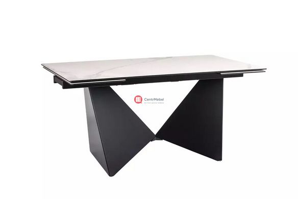 CentrMebel | Стол обеденный прямоугольный раскладной керамический PETERSON CERAMIC 160 (240)х90 (белый мрамор) 2