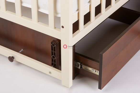 CentrMebel | Ліжко дитяче MRIYA combi з шухлядою DeSon 60x120 (ваніль/горіх) 4