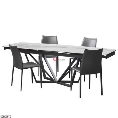 CentrMebel | Harbor Volakas White стіл розкладний кераміка 160-240 см (сірий, графіт) 3
