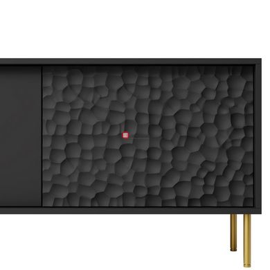 CentrMebel | Тумба під ТВ RTV-1 з рифленим фасадом BULLET (чорний/золото) 3