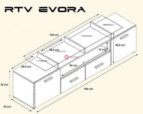 CentrMebel | Тумба ТВ RTV EVORA (белый матовый / белый глянец) 2